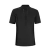 남자 티셔츠 대형 티셔츠 v- 넥 빈티지 레이스 업 넥타이 짧은 소매 고딕 고딕 양식의 단색 티셔츠를위한 풀오버 튜닉 2022