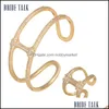Örhängen Halsband Smycken Satser Mode Dubai Micro Paved Baguette Cubic Zircon Justerbar Bangle Ring för Kvinnor Birthday Party Gifts Drop