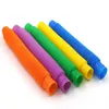 2021 одолжение многоцветные пластиковые поп-трубки растягивающиеся дети взрослых стресс тревога рельефные пульсальные трубы игрушки телескопические едки сенсорное декомпрессия