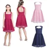 4-14y Flower Girl Dress Kids Pagant Födelsedag Formell Party Lace Knä Längd Klänning Spädbarn Babies First Communion Prom Gowns Dress Q0716