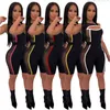 Mesh Patchwork Casual Kobiet Kombinezon Neon Paski Sporty Aktywne Nosić Czarne Playits Bodycon Bez Rękawów Romper