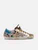 Mode Super Star Hi Casual Sneakers Skor Gletter Läder Camo-Print Low-Top Sneakers Golden Designer Do-old Dirty Slide Mid-Top Kvinnor Män Stl 36-46