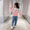 Mädchen Kleidung Starwberry Sweatshirt + Jeans Frühling Trainingsanzug für Patchwork Kinder Sportanzug 210528