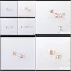 Drop Delivery 2021 Sterling Sier Champagne Gold Zirconia Geometric Stud Earrings for Fashion Women Girls Daughter Jewel Gift 6FHSV