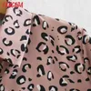 Women Retro Pink Leopard Print Blouse Long Sleeve Chic Female Casual Loose Shirt Blusas Femininas XN172 210416
