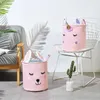 2 estilos desenhos animados espessa lavanderia hamper roupas cesta de armazenamento decoração de casa barril de armazenamento crianças brinquedo organizador organizador de balde 210609