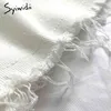 Syiwidii Jeanショーツの女性夏のプラスサイズデニム衣料品戦利品ハイウエストスウェットショートファッションタッセルホワイトブラック210417