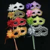 5pcs Flower Handheld Women Lady Girls Maschera mascherata da principessa veneziana su un bastone Decorazione per abiti da ballo