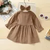 Ubrania dla dzieci Dziewczyny Solidna sukienka Kolor Dzieci Bawełniane Pościel Princess Sukienki z Hairpin Wiosna Jesień Moda Boutique Baby Odzież