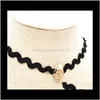 Ожерелье Чокеры подвески о доставке 2021 летняя европейская и американская модная черная кожаная воротника с ожерельем женского украшения