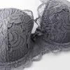 Andere Höschen Sexy charmantes Spitzen-BH-Set mit Bügel, Push-up-Damenunterwäsche, Muster, Spitze, Perspektive, atmungsaktiv, bequem, Slips, schwarz, blau, L2404