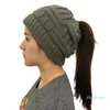 Beanies Women Winter Ponytail Beanie Hat Soft Stretch Cable Knit Trendy Warm Skull Outdoor Runner Messy Bun Cap