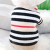 Botão Sweater Striped Sweater Outono e Inverno Roupa Teddy Kittens Bichon Cães Pequenos VIP Schnauzzer Pet Roupas 211106