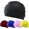 Bonnet de natation pour femmes, cheveux longs, bonnet de natation, chapeau extensible, drapé, piscine, bord de mer, sport d'eau, élastique en nylon, turban 1233 z2