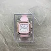 투명한 케이스가있는 젤리 컬러 실리콘 여성용 석영 30m 방수 시계