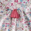 0-2 år Baby Girls Rompers Kläder Bodysuit Långärmad Floral + Cap Spring Autumn Infant 210429
