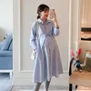 マタニティドレス春秋服のドレス長袖ビジネスガウン韓国妊娠210922