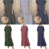 2021 Vrouwen Sundress Vintage O-hals Lange Maxi Jurk Vrouwelijke Casual Dip Pinted Summer Dress Beach Boho Jurken Vestidos Robe X0521