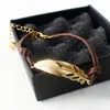 Retro Creative Gold Leaves Hand Woven Bracelet Charming Women's Party Chain Accessories Fashion Girl Jewelry Gift Link