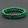 Brins de perles 2 Pcs Hommes Bracelets Naturel Oeil De Tigre Mat Lave Malachite Pierre Perles Bracelets Bnagles Pour Femmes Amis Bijoux Fawn22