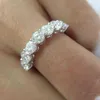 2.1ctW 4mm DF Okrągłe Cut Engałowe Zadzwoń Lab Grown Diamond Band Ring Solid Oryginalnie 14K 585 Białe Złoto Dla Kobiet 211217