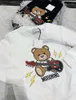 Embroidery guitar bear kids Spring summer 22SS cotton Hoodie baby top children Sweatshirts Loose Size 90-130cm