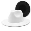 Fedora Hat Men Kvinnor Patchwork Jazz Caps Girls Mens Wide Brim Hattar Man Kvinna Mode Dubbelfärg Panama Cap Ladies Trilby Vår Höst Vinter Partihandel 7Colors