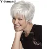 Sexy Pixie Cut Hair Short Fashion Straight White Wig Synthetic Full Afro Wigs For Black Women In Stockfactory direct