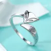 925 Silver Jewelry Animal Fox Ring Women's Fashion Personality Middle Finger Index Sterling F8LJ