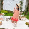 Sommarflickor Princess Dress Koreanska versionen Barnkläder 2021 Hollowthin Fashion Novel Vest Cotton Stitched Fishtail Dress Q0716