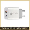 20W PD Power Charger Adapter QC 30 Typec Dual Ports Snabbladdning EU US UK AU Plug Fast Safe Chargers6912265