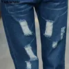 Jeans mujer pantalones Harem mujer novio rasgado básico alta cintura Femme largo Denim para mujer talla grande 210608