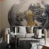 Niestandardowe 3d malowidła ścienne tapety piękno skrzydła rzeźba europejski styl studium pokój sypialnia salon dekoracji sztuka farmytood qotity