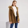 Winter Jasjassen Vrouwen met Hooded Wol Kraag Trekkoord Taille Lange Dikke Pluche Katoen Warm Jassen Vrouwelijke Plus Size Uitloper 210507