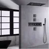 DULABRAHE Oil Rubbed Bronze Thermostatic Rain Shower Faucet System 14 X 20 Inch LED Waterfall Rainfall Bathroom Head