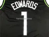 Stitched # 1 Anthony Edwards Black Basketball Jerseys Custom Men Women Youth Basketball Jersey XS-5XL 6XL