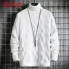 Ruihuo White Pullover Turtleneck Mężczyźni Odzież żółw Neck Płaszcze High Collar Sweter Koreański mężczyzna Ubrania M-2XL 211221