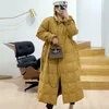 Höst Vinter Kvinnors Down Jacka Solid Koreansk 90% Vit Duck Coats Kvinnlig Elegant Långstil Trench Coat 210423