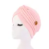 Turban Hat Female Pure Hair Band Button Headband Turbante Headwear Sleep Hats Adult Beadana Hendwarp Chemo Towel WY1460