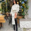 Sexy Long Skirt with Slits Street Style Women Casual Dresses 5 Colors Soft Touch Lady Knit Dress