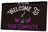 TC1395 Benvenuti nel nostro campeggio Insegna luminosa con incisione 3D a due colori