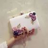 Digner armazenamento bagfashion mulheres couro saco de noite de jantar festa senhora casamento flor embreagem bolsa (branco) 4rl7