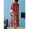 Geometry 100% Cotton + Chiffon Women Plus Size Summer Short Sleeve Ladies Loose Medium Long TShirt Dress D12801X 210416