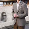 Blazers elegantes para masculino casaco xadrez moda vintage Blazer hombre casual Terno Masculino Lattice Veste Homme Men's Suits