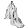 Kraliçe van gelin peçe tarak kız beyaz katedral aksesuarları ile uzun dantel aplike örgü