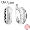 OGULEE européen noir blanc émail femmes haute qualité 925 argent CZ boucles d'oreilles tendance 2021 bijoux de mode