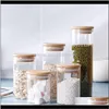 Bottles Jars High Borosilicate Kitchen Bean Flour Tin Grain Storage Box Sealed Glass Jar Bamboo Covered Foods Container 7F4Sa Ppyik