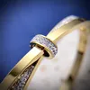 High-End Quality Design Armband Bangles Enkel Love Knot Dubbelring Titanium Rostfritt Stål Bangle Armband med Diamanter