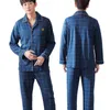 Zimowa bawełniana piżama zestaw dla mężczyzn Lounge Ciepła śloszenie Pijamas Hombre Invierno PJ Home Clothes Blue Plaid Pajama Homme 211111