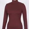 OCSTRADE Runway Moda Crepe Turtleneck Z Długim Rękawem Bodycon Sukienka Jesień Wino Zimowe Czerwone Kobiety Midi 210527